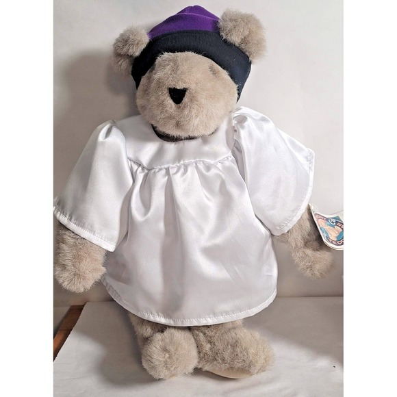 Vintage Vermont Teddy Bear Co Plush White Gown Purple Hat Medium USA 1993 - Picture 11 of 14